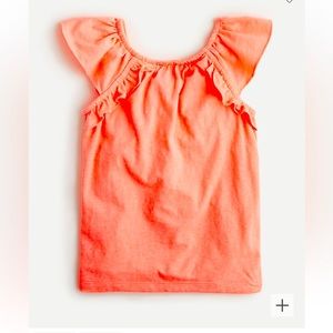 Crewcuts Cross-Strap Ruffle Tank in “Blossom” (Bright Coral), Cotton Blend